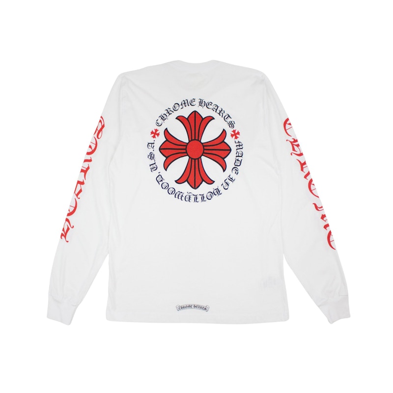 Chrome Hearts Made in Hollywood Plus Cross L/S T-shirt White/Red