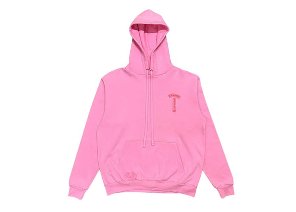 Sweat à capuche rose avec logo rouge Chrome Hearts