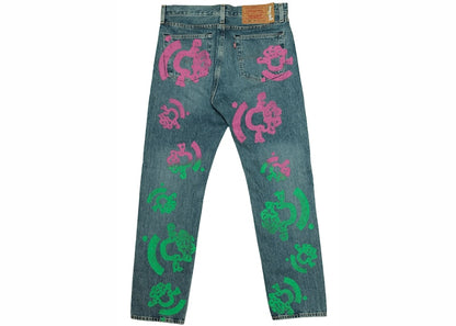 Denim Tears Bstroy Tears 501 Light Wash Jean Pink/Green