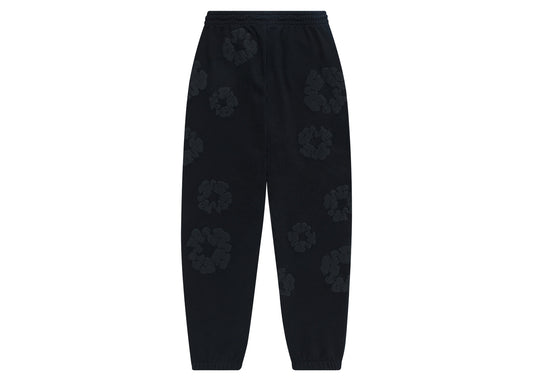 Denim Tears Pantalon de survêtement en coton avec couronne Noir Monochrome