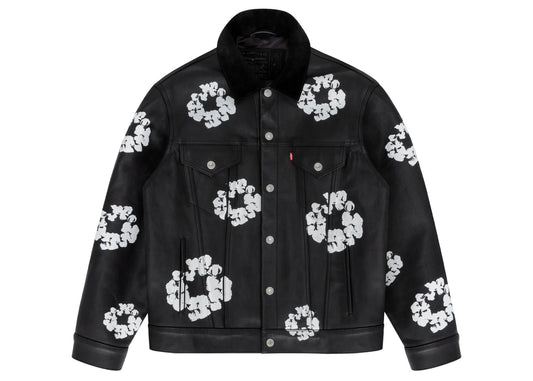 Denim Tears x Levi's Leather Cotton Wreath Type-3 Jacket Black Denim