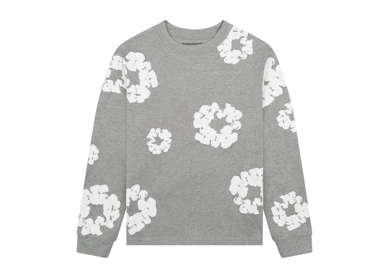 Denim Tears Long Sleeve Cotton Wreath T-shirt Grey