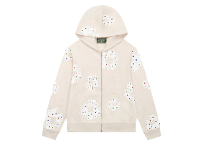 Denim Tears Sweat à capuche zippé en coton avec strass et couronne de flocons d'avoine 