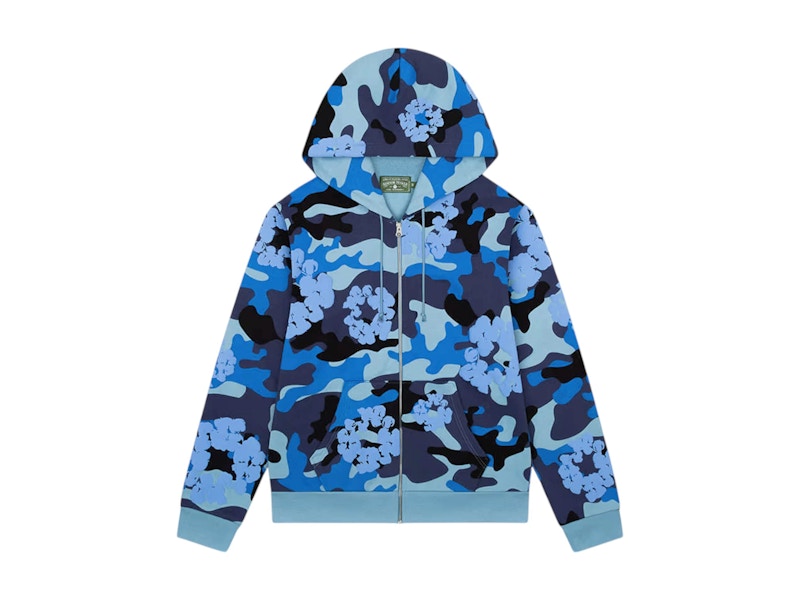 Denim Tears The Cotton Wreath Zip Sweatshirt Blue Camo