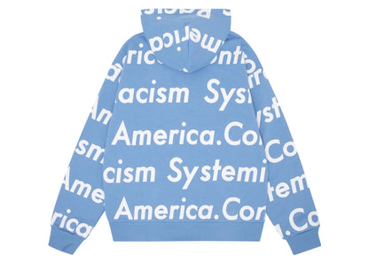 Denim Tears x Arthur Jafa Systemic Racism Controls America Zip Up Hoodie Dusty Blue