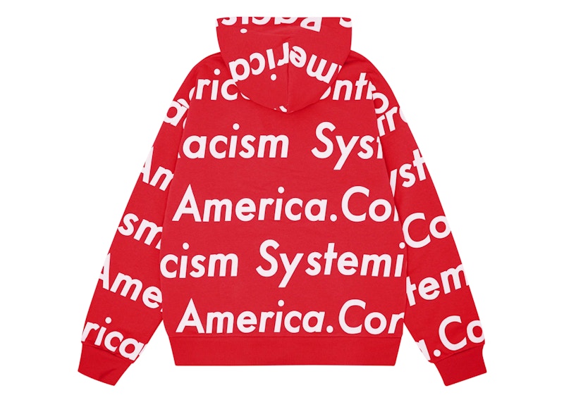 Denim Tears x Arthur Jafa Systemic Racism Controls America Zip Up Hoodie Red