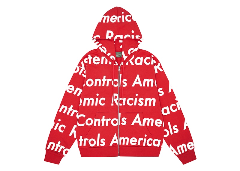 Denim Tears x Arthur Jafa Systemic Racism Controls America Zip Up Hoodie Red