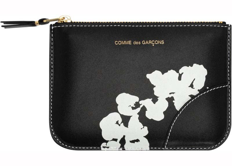 Denim Tears x Comme des Garcos Cotton Wreath Zip Pouch (4.13 x 5.71 in) Black 