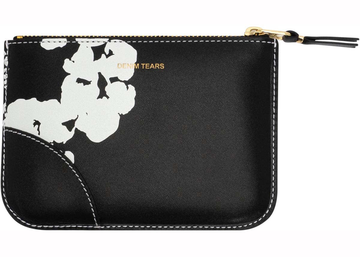 Denim Tears x Comme des Garcos Pochette zippée en forme de couronne de coton (4,13 x 5,71 po) Noir 