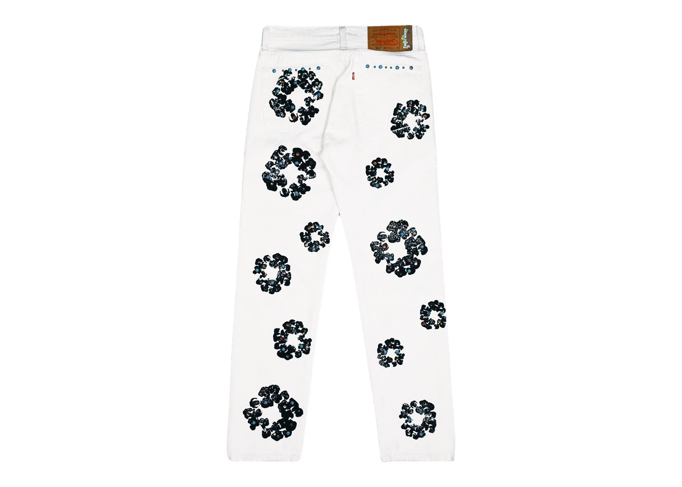 Denim Tears x Levi's 501 Cotton Rhinestone Wreath Jeans White 