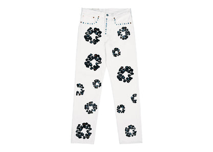 Denim Tears x Levi's 501 Jean en coton avec couronne de strass Blanc 