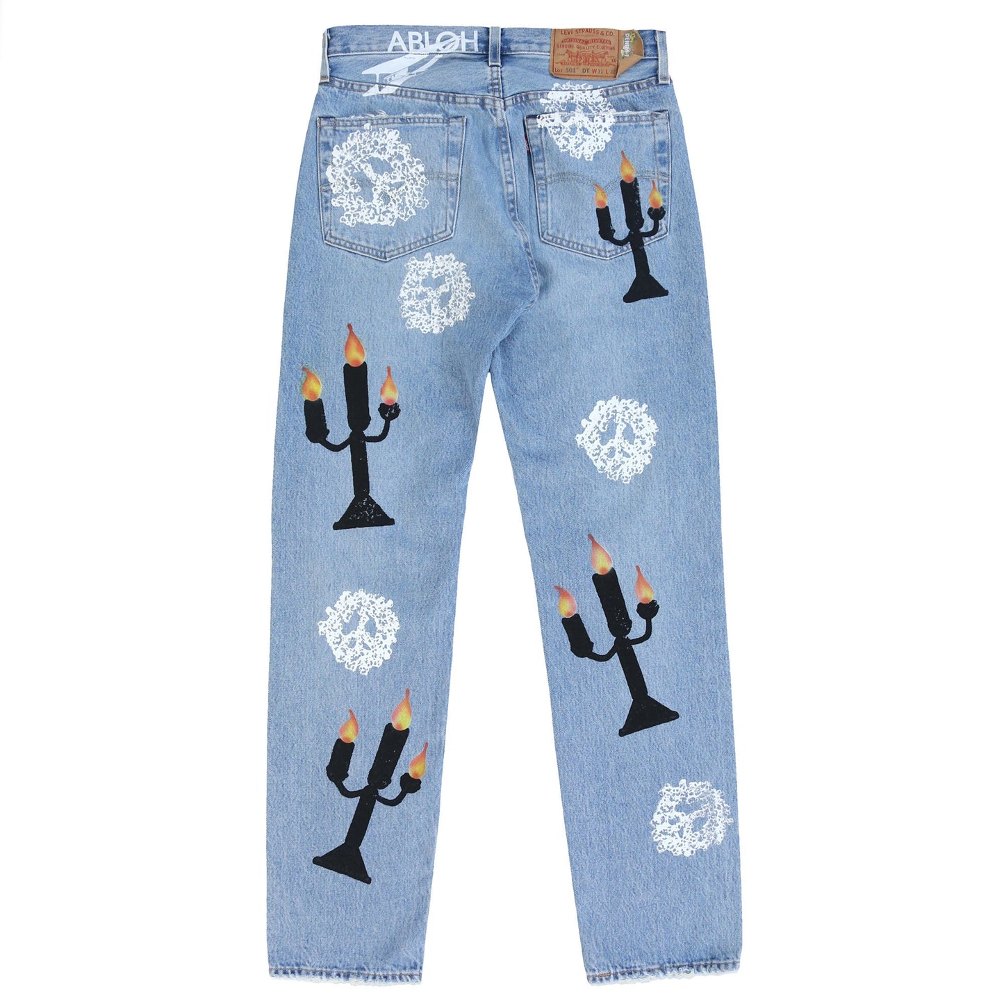 Denim Tears x Virgil Abloh "Message in a Tear" Printed Jeans Blue 