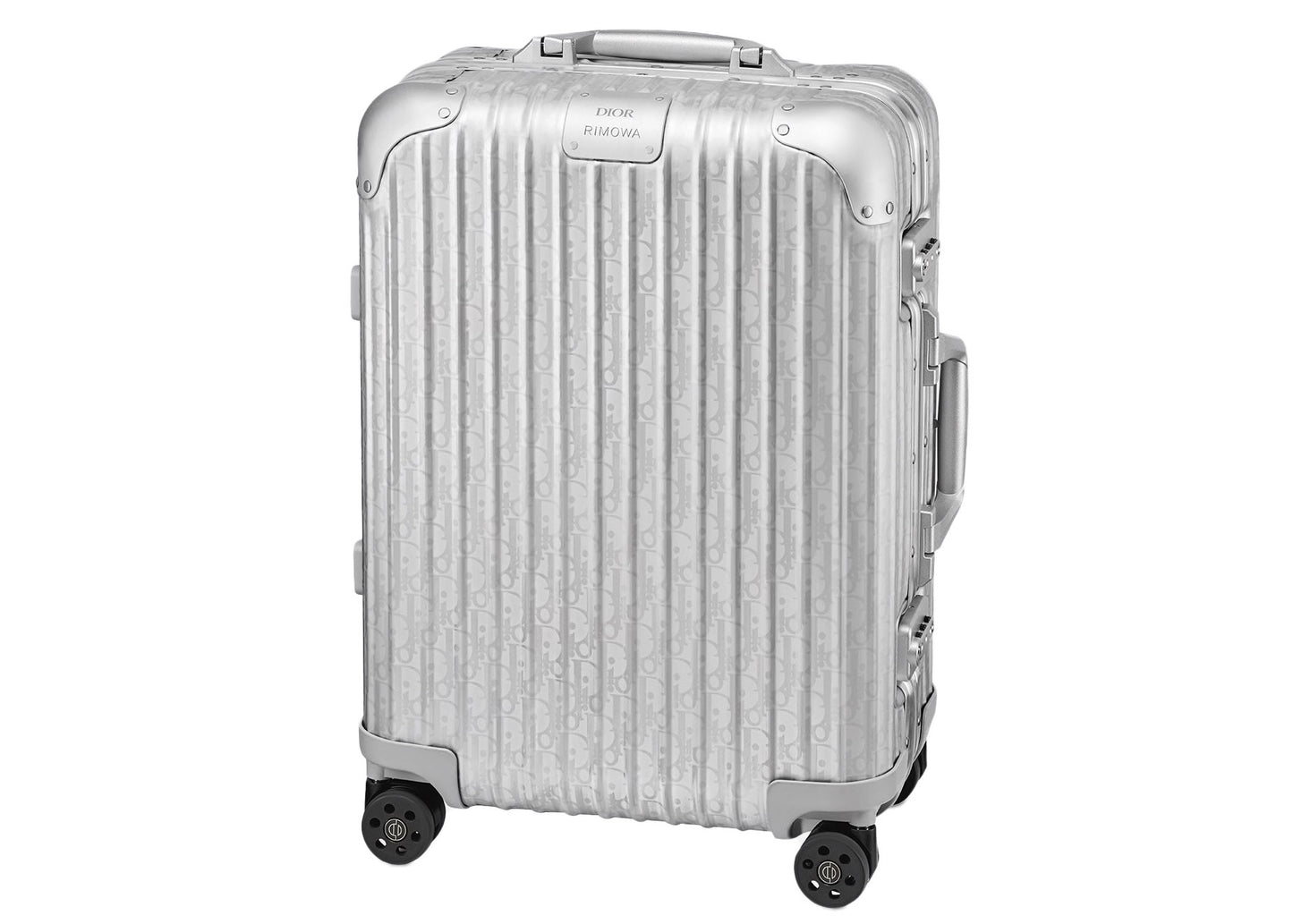 Dior x RIMOWA 4-Wheel Cabin Suitcase Aluminium Dior Oblique Silver