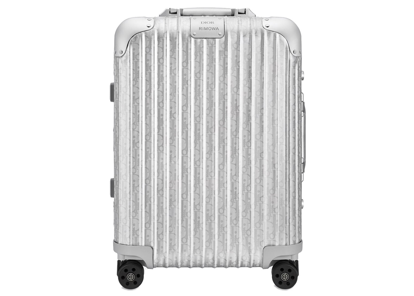 Dior x RIMOWA 4-Wheel Cabin Suitcase Aluminium Dior Oblique Silver