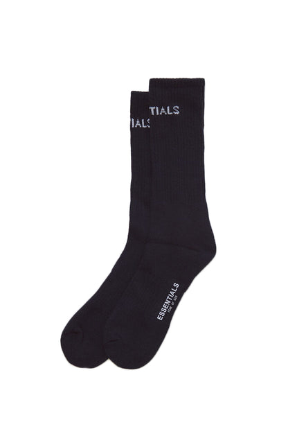 Fear of God Essentials Front Logo Crew Socks Black