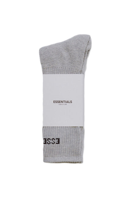 Fear of God Essentials Front Logo Crew Chaussettes Gris Clair 