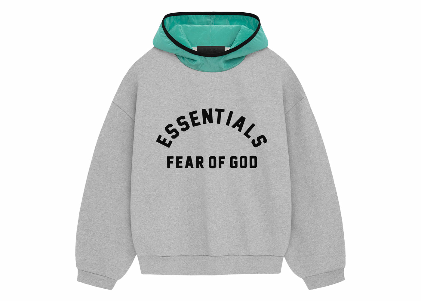 Fear of God Essentials Nylon Fleece Hoodie Light Heather Grey/Mint Leaf