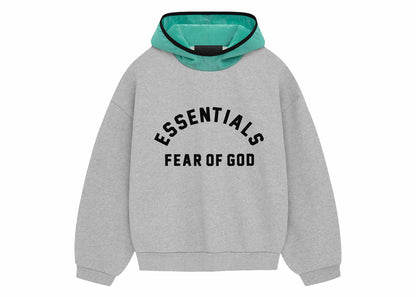 Sweat à capuche en molleton de nylon Fear of God Essentials Gris chiné clair/Feuille de menthe 