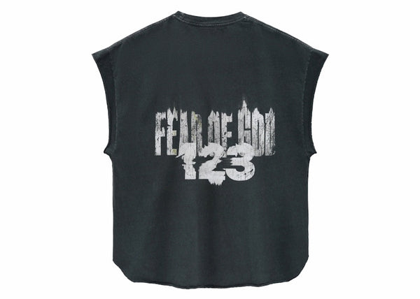 Fear of God x RRR123 INRI Cut Off Tee Vintage Black