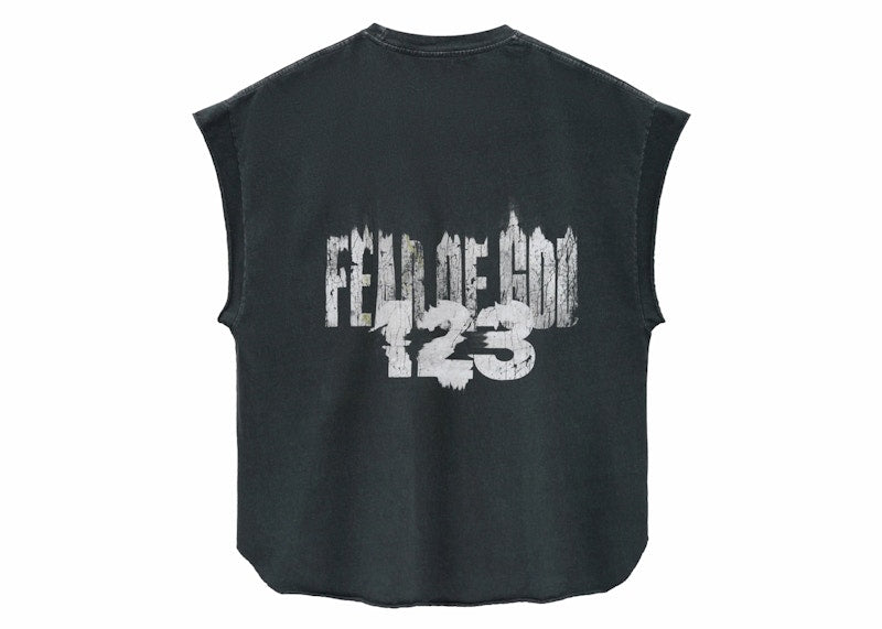 Fear of God x RRR123 INRI Cut Off Tee Vintage Black