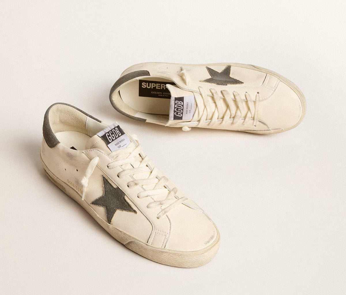 Golden Goose Super-Star in nappa leather with star and grey suede heel tab