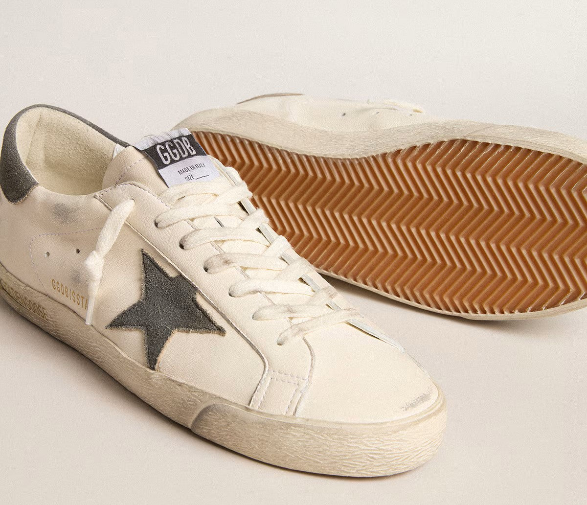 Golden Goose Super-Star in nappa leather with star and grey suede heel tab