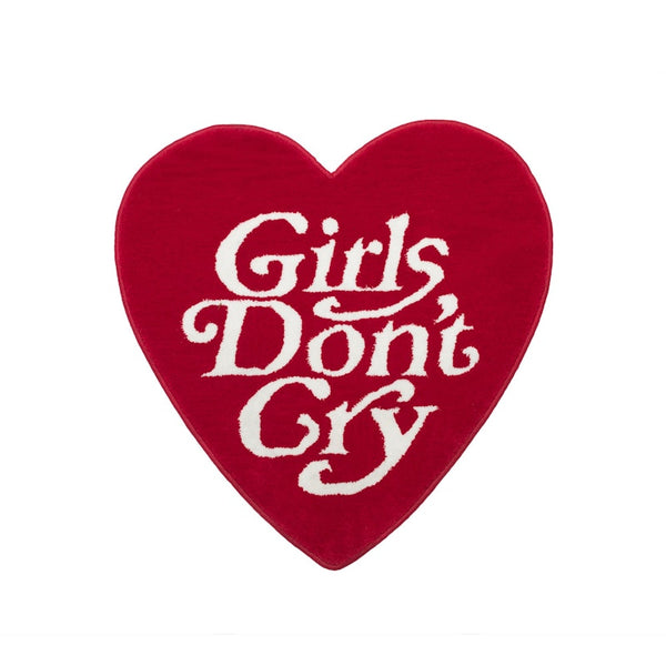 Tapis en forme de cœur « Girls Don't Cry » rouge