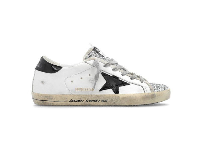 Golden Goose Super-Star White Black Silver Glitter