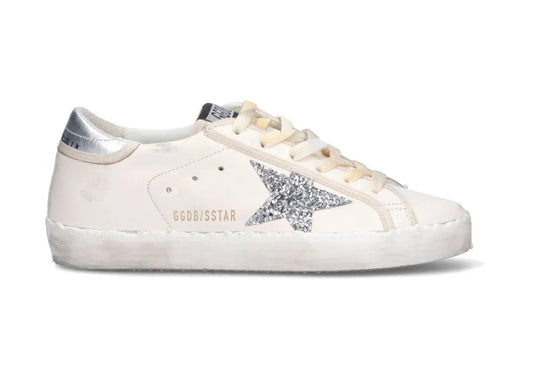 Golden Goose Super-Star White Silver Glitter (Femme) 