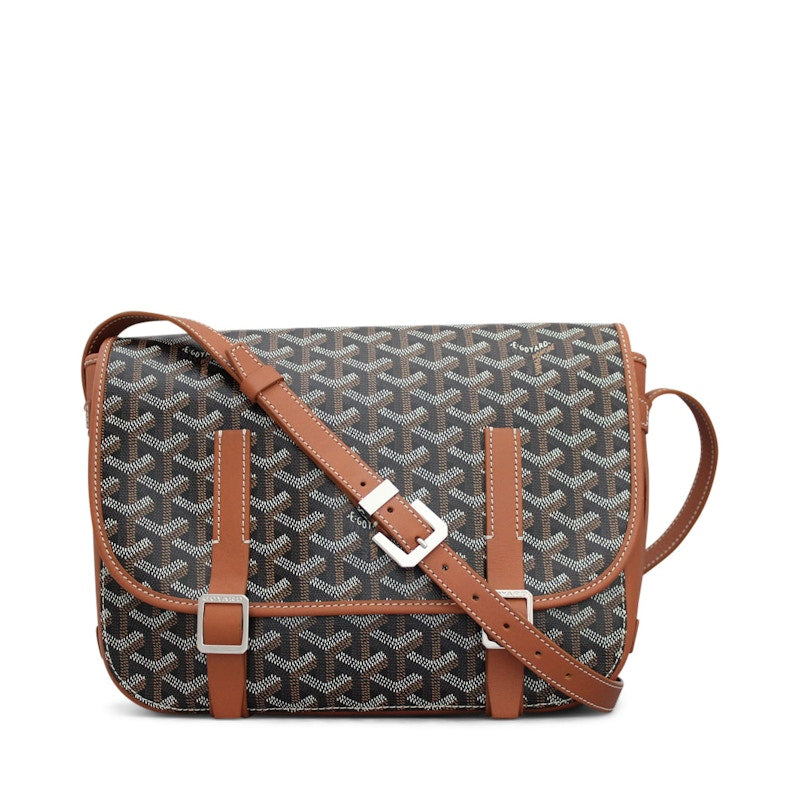 Goyard Belvedere Messenger Goyardine MM Black Tan