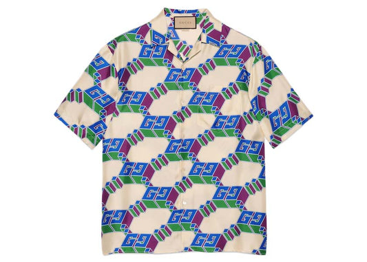 Gucci 3D GG Print Silk Shirt Multicolor