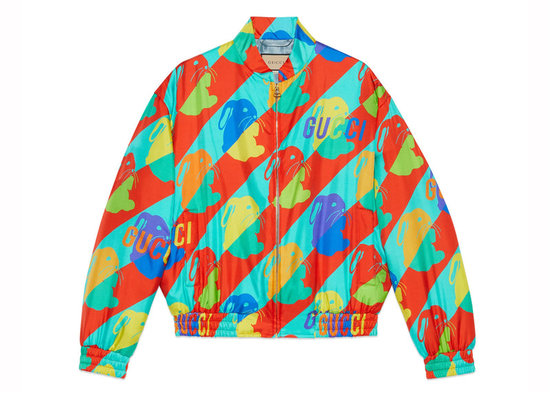 Gucci Bunny Print Twill Zip Jacket Multi
