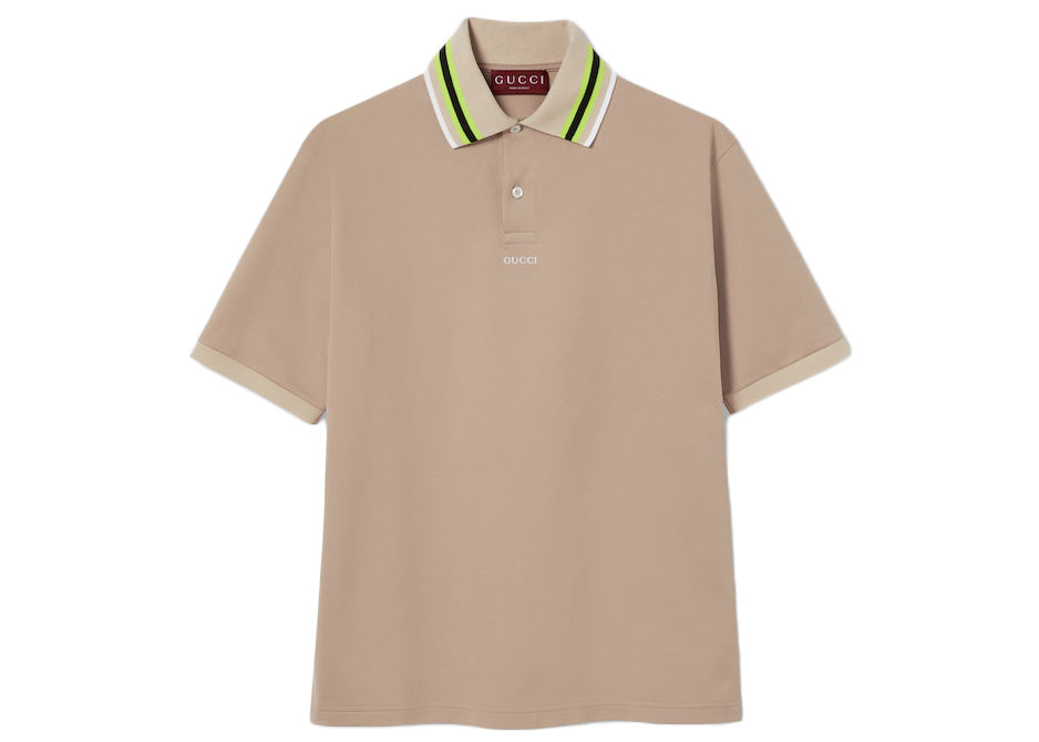 Gucci Cotton Embroidery Polo Beige