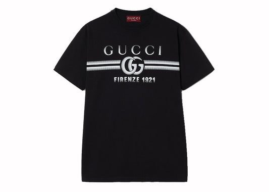 Gucci Cotton Jersey Gucci Print T-Shirt Black