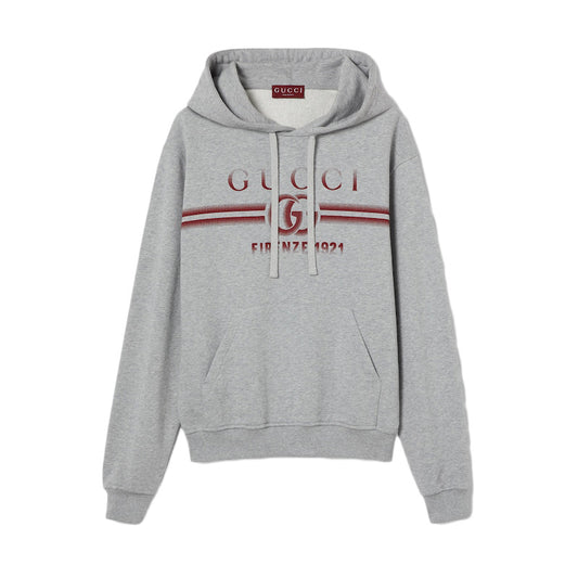 Gucci Cotton Jersey Hooded Sweatshirt Grey Mélange