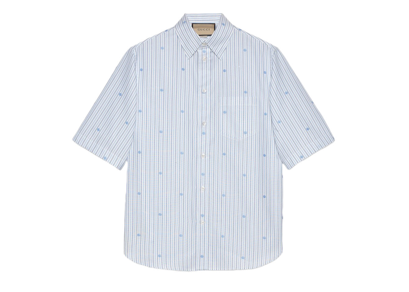 Gucci Cotton Striped Shirt Light Blue 