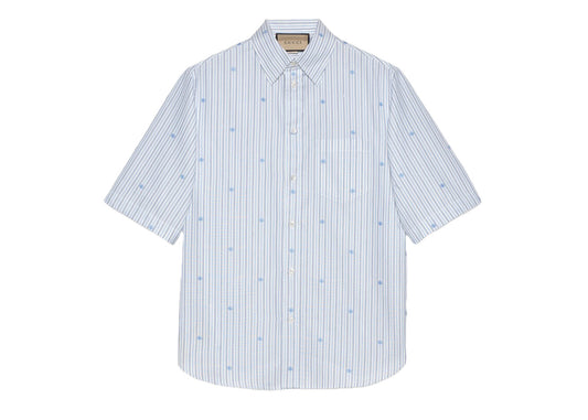 Gucci Cotton Striped Shirt Light Blue 