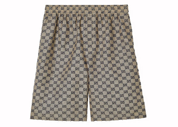 Gucci GG Linen Blend Shorts Beige And Blue