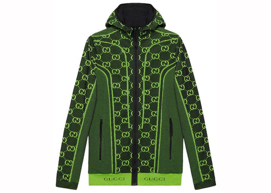 Gucci GG Tubular Jersey Zip Jacket Black/Green 