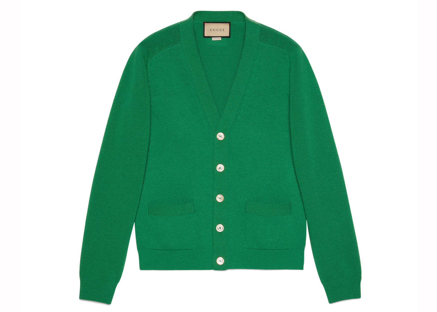 Gucci Logo Patch Button Fastening Cardigan Green