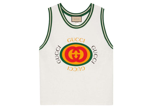 Gucci Vintage Logo Print Tank Top White