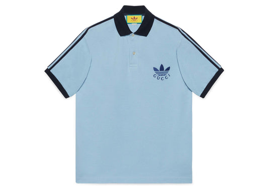 Gucci x Adidas Piquet Polo Shirt Blue