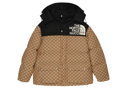 Gucci x The North Face Veste matelassée GG Femme Noir Beige Ébène