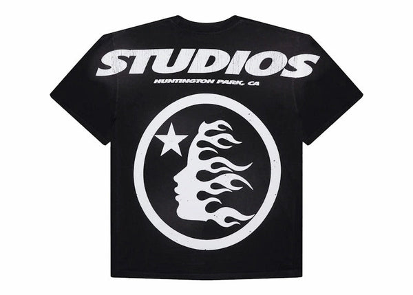 Hellstar Cartoon Logo Glitter Logo T-shirt Black
