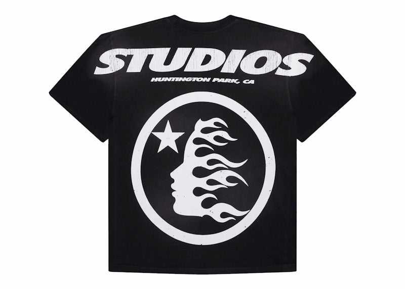 Hellstar Cartoon Logo Glitter Logo T-shirt Black