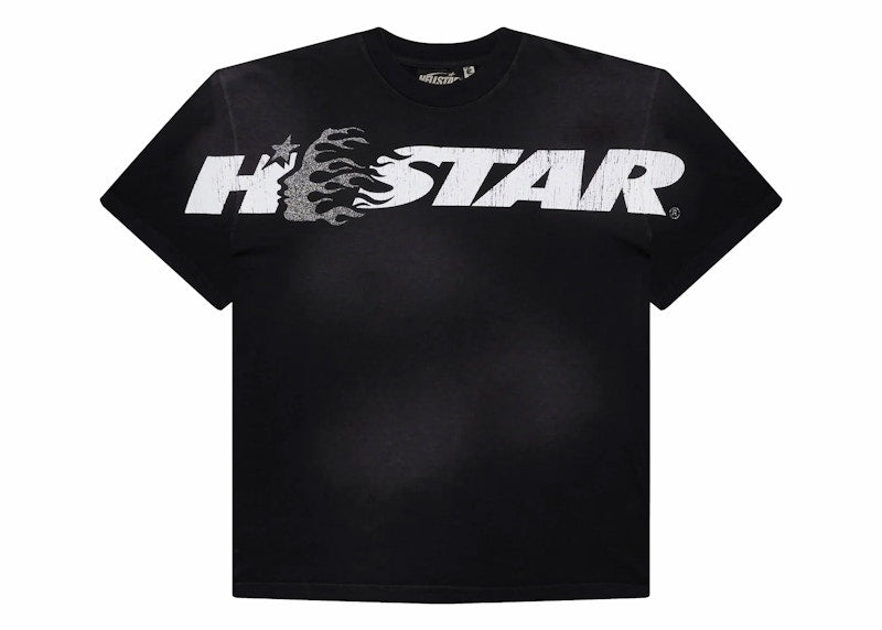 Hellstar Cartoon Logo Glitter Logo T-shirt Black
