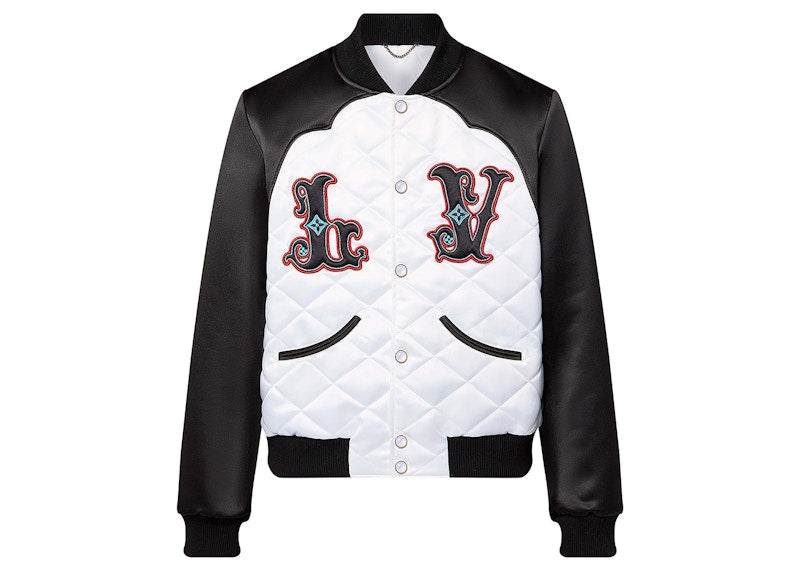 Louis Vuitton Bicolor Satin Bomber Jacket Black 