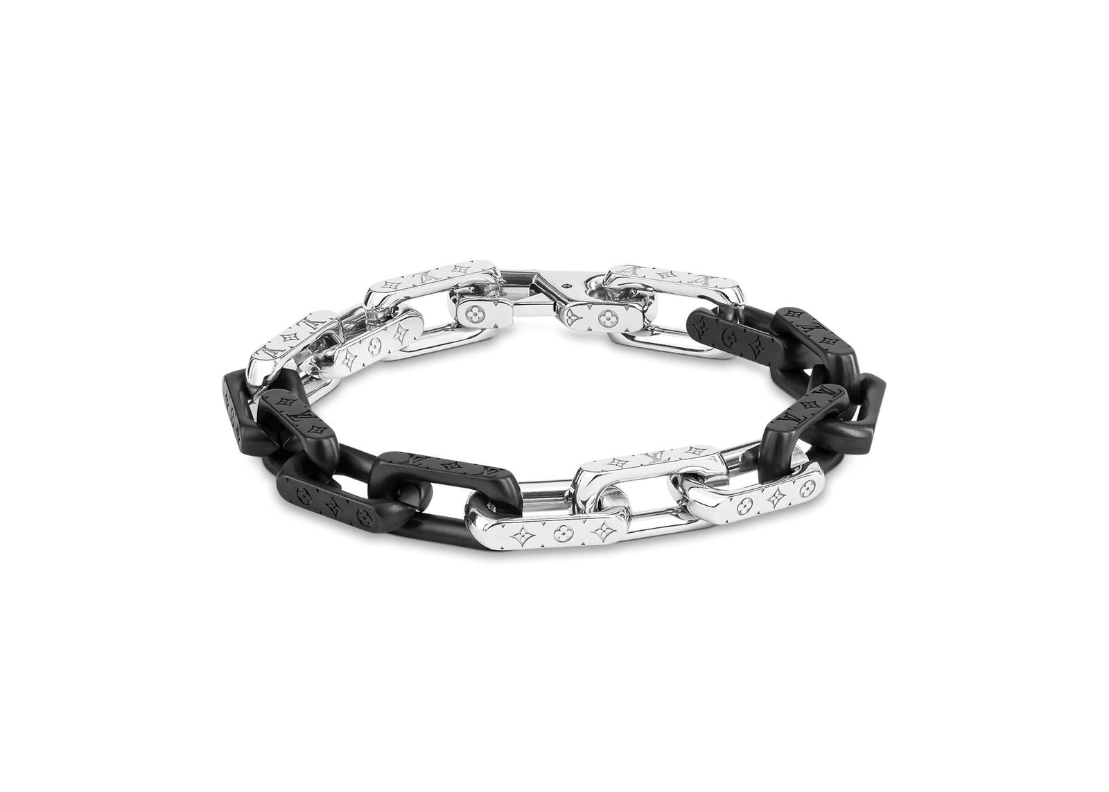 Louis Vuitton Bracelet Monogram Chain Silver-tone/Black Louis Vuitton Bracelet Monogram Chain Silver-tone/Black
