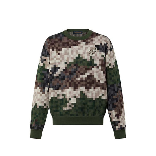 Louis Vuitton Damier Damoflage Cotton Jacquard Pullover Green Damoflage Damier