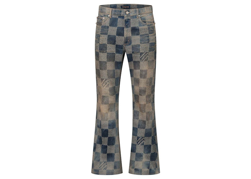 Louis Vuitton Damier Flared Washed Denim Pants Indigo